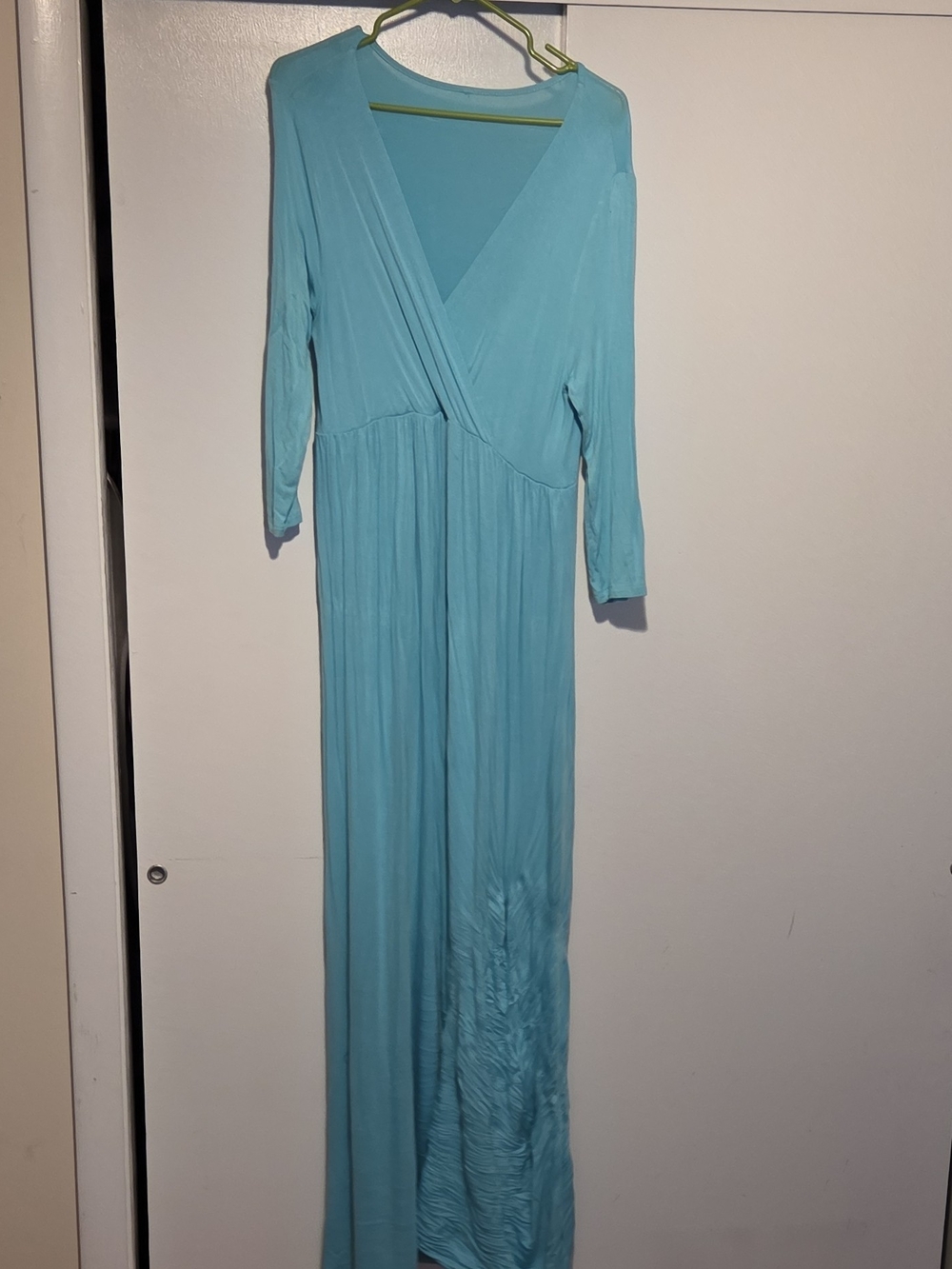 Light Blue Wrap-Style Maxi Dress